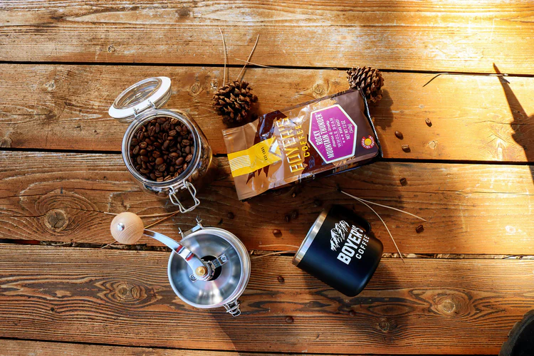 boyers coffee cup beans grinder